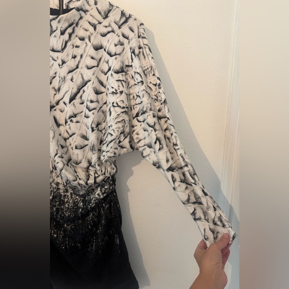 Helmut Lang Abstract Print Dress Mock Neck Cocktail Evening Size Small - Picture 4 of 11